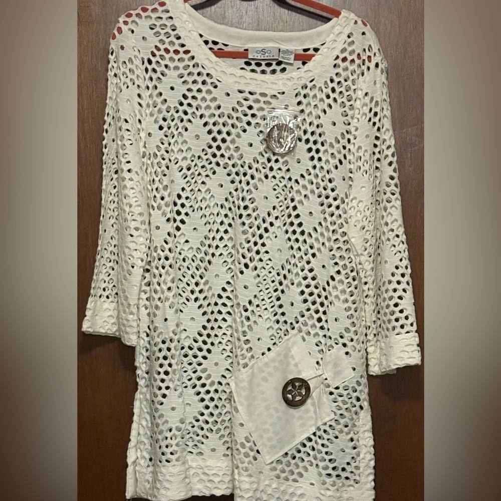 NWOT OSO Casuals Crochet Top XL